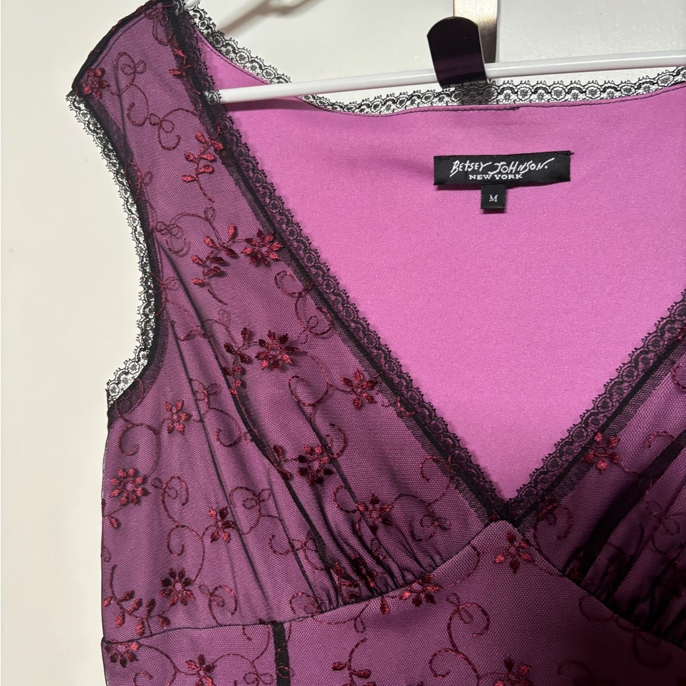 Betsey Johnson Pink and Purple Embroidered Dress